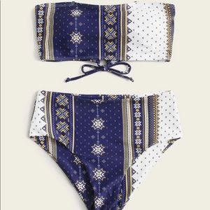 Tribal Lace-up Bandeau High Waisted Bikini